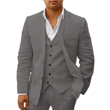 Men's 3 Pcs Linen Summer Wedding Suits - Champagne - Wedding Suit - 5XL - Linen - image 4