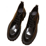 Men's Leather Chunky Heel Dress Boots - Black - Formal Boots - 37 B - Genuine Leather - image 1