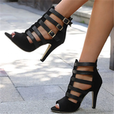 Women's Spike Heel Gladiator Sandals - Blue - Buckle Sandals - 12 B - PU Leather - image 14