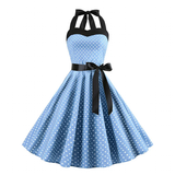Women's Rockabilly Swing Halter Dress - Light Blue - 1014 / Swing Dress - XXL - Polyester - image 4