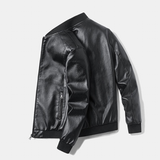 Men's Thin Faux Leather Bomber Jacket - Black - Thin Bomber Jacket - 7XL - PU Leather - image 7
