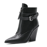 Women's Pointed Toe Zip Up Ankle Boots - Black - 11.5 B - PU Leather - image 26