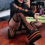 Women's Canvas Platform Wedge Sneakers - Black/White - Skull - Platform Sneakers - 46 B - Canvas - image 20