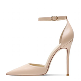 Women's Pointed Toe Matte High Stilettos - Beige - 1 / Matte 12cm - 46 B - Genuine Leather - image 3