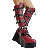 Women's Colorful Custom Platform Boots - Burgundy - LGZ3739 / Boots - 14 B - PU Leather - image 24