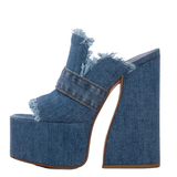 Denim Design Plaform Summer Sandals - Mid Blue Denim - 43 B - Canvas - image 11