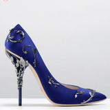 Women's Elegant Silk Formal Prom Stilettos - Gold - Embossed Shoe - 9.5 B - Silk/PU Leather - image 47
