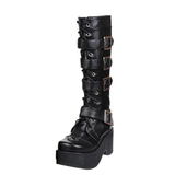 Women's Gothic Punk 4 Strap Platform Boot - Red - PU - Platform Buckle Boots - 12 B - PU Leather - image 4