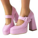 Women's Mary Jane Platform High Heels - Purple - Mary Jane Heels - 10.5 B - PU Leather - image 23