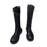 Women's Gothic Lace Up High Top Boots - Black - Lace Up Boot - 43 B - PU Leather - image 1