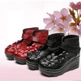 Funki Buys | Shoes | Women's Cute Red Flower Leather Wedges