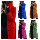 Women's Wool Blend Stand Collar Coat - Khaki - Women's Jacket - XXXL - Polyester - image 1