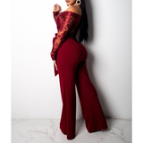 Women's Elegant Lace Evening Pantsuit - Black/Gold - Evening Jumpsuit - XXXL - Polyester Spandex - image 19
