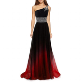 Women's Long Chiffon Evening Dress - Black/Red - Dress - 26W - Polyester/Chiffon - image 5