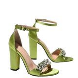 Funki Buys | Shoes | Women's Satin Crystal High Block Sandal