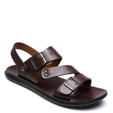 Men's Summer Fashion Leather Sandals - Brown - Sandals - 48 B - PU Leather - image 3