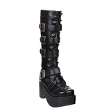 Women's Gothic Punk 4 Strap Platform Boot - Red - PU - Platform Buckle Boots - 12 B - PU Leather - image 6