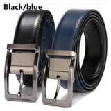 Men's Leather Reversible Rotatable Belt - Black/Blue - Men's Belt - 85cm (Waist 70cm) - Genuine Leather - image 4