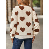 Women's Plush Fuzzy Heart Pullover - Red - Sweater - 2XL - Fleece - image 5