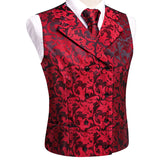 Men's 4 Pcs Formal Floral Tie Vest Sets - Brown - 4pc Tie Set - HT-MJ-0093 - 3XL - Silk - image 45
