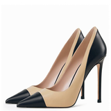 Women's Luxury Super High Fashion Heels - Black/Beige - 1 / Matte / 12cm / Stilettos - 46 B - PU Leather - image 1