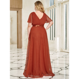 Women's Plus Size Long Evening Dress - Burnt Orange - Dress - 26 - Polyester Chiffon - image 6
