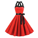 Women's Polka Dot Swing Halter Dress - Red - 1014 / Dress - XXL - Polyester - image 34