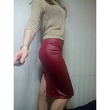 Women's Faux Leather Fitted Pencil Skirts - Black - 1 / D138 / No Split - XXXL - Polyester - image 5
