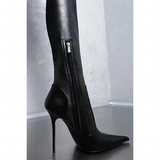 Women's Luxury Thigh High Stiletto Boots - Black - Thigh High Boots - 47 B - PU Leather - image 13
