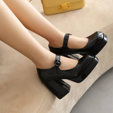 Women's Glossy High Mary Jane Platforms - Gold - Square Mary Janes - 46 B - PU Leather - image 21