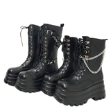 Women's Gothic Punk Retro Biker Boots - Black - 1 / Combat Boots - 10 B - PU Leather - image 31