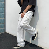 Men's Loose Fit Long White Cargo Pants - White - Cargo Pants - XXXL - Polyester Denim - image 7
