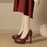 Women's Elegant Patent High Heel Pumps - Beige - 1 / 12cm Heel - 41 B - PU Patent Leather - image 22