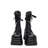 Women's Gothic Punk Retro Biker Boots - Black - 1 / Combat Boots - 10 B - PU Leather - image 30