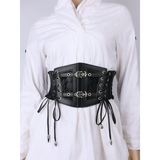 Women's Buckle Strap Waist Cinch Belts - Black - 1 - Waist Cinch Belt - PU Leather - image 4