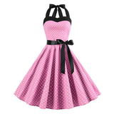 Women's Polka Dot Swing Halter Dress - Pink - 1014 / Dress - XXL - Polyester - image 30