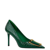 Women's Metal Buckle Pointed Toe Pumps - Green - Formal Shoes - 40 B - PU Leather - image 23