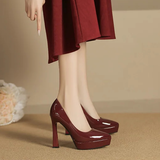 Women's Elegant Patent High Heel Pumps - Beige - 1 / 12cm Heel - 41 B - PU Patent Leather - image 25