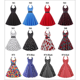 Women's Polka Dot Swing Halter Dress - Black/White - 561 / Dress - XXL - Polyester - image 36
