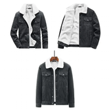 Men's Corduroy Fleece Winter Jacket - Grey - Trucker Jacket - 4XL - Corduroy - image 7