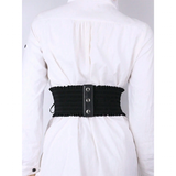 Women's Buckle Strap Waist Cinch Belts - Black - 1 - Waist Cinch Belt - PU Leather - image 5