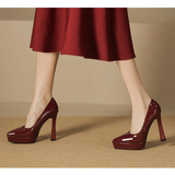 Women's Elegant Patent High Heel Pumps - Beige - 1 / 12cm Heel - 41 B - PU Patent Leather - image 27