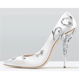 Women's Elegant Silk Formal Prom Stilettos - Gold - Embossed Shoe - 9.5 B - Silk/PU Leather - image 37