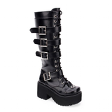 Women's Japanese Gothic Platform Boots - Wine Red - Platform Buckle Boots - 11 B - PU Leather - image 16