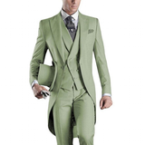 Men's Custom 3 Pcs Grooms Suit Tailcoat - Black - 3 Piece Groomsmen Tuxedo Suit - 6XL - Polyester - image 21