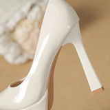 Women's Elegant Patent High Heel Pumps - Beige - 1 / 12cm Heel - 41 B - PU Patent Leather - image 46