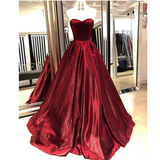 Women's Elegant Long Full Satin Gown - Burgundy - Ball Gown - 18W - Satin - image 5