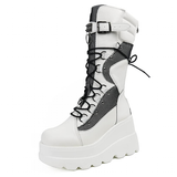 Funki Buys | Boots | Women's Goth Lace Up Platform Wedges