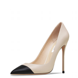 Women's Genuine Leather Fashion High Heels - Beige/Black - 1 / Suede / 12cm / Stilettos - 46 B - Genuine Leather - image 48