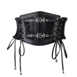 Women's Buckle Strap Waist Cinch Belts - Black - 1 - Waist Cinch Belt - PU Leather - image 1